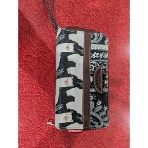 Union Bay Llama Clutch Purse Wallet Black White